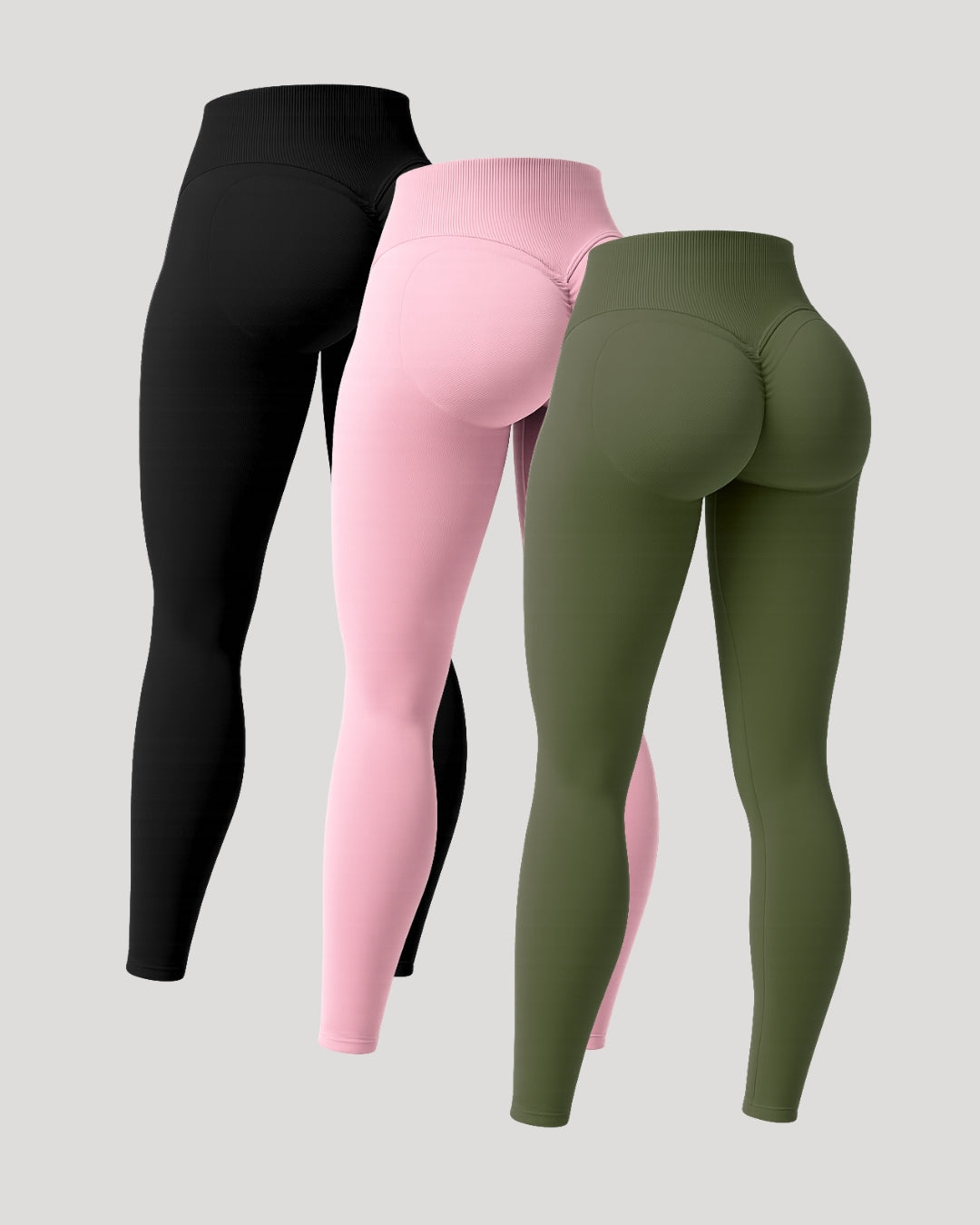 Beau | Premium High Performance Scrunch Legging – 3er Pack