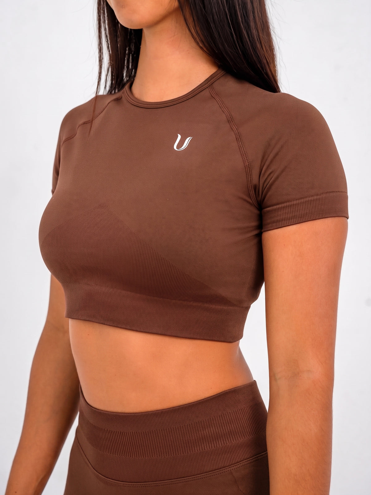 Luna | Premium Seamless Crop Top - Braun