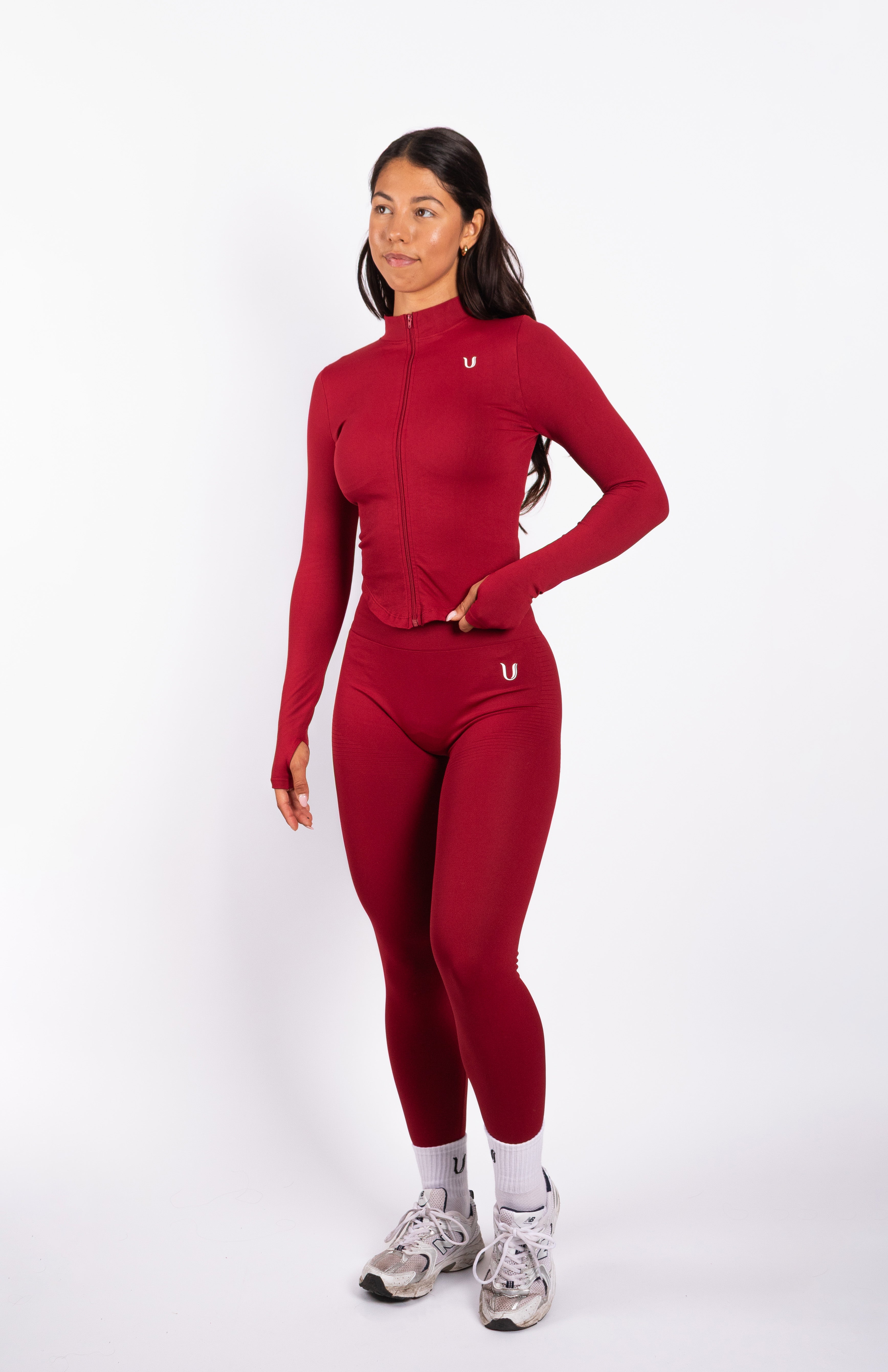 Bibi | Veste Zippée Côtelée Seamless – Rouge