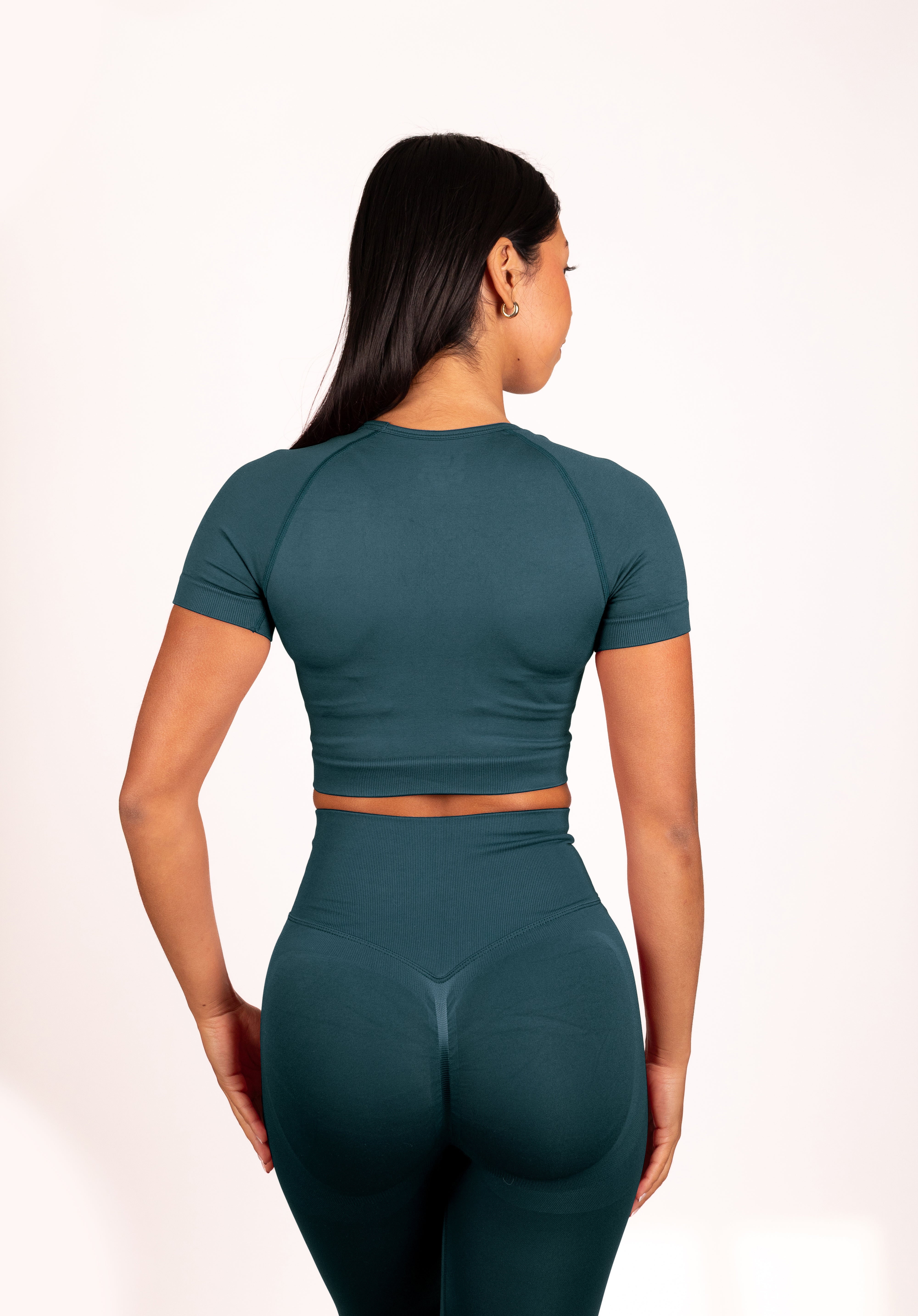 Leonie Top Shirt Blauwgroen - Dames fitness kleding zijkant