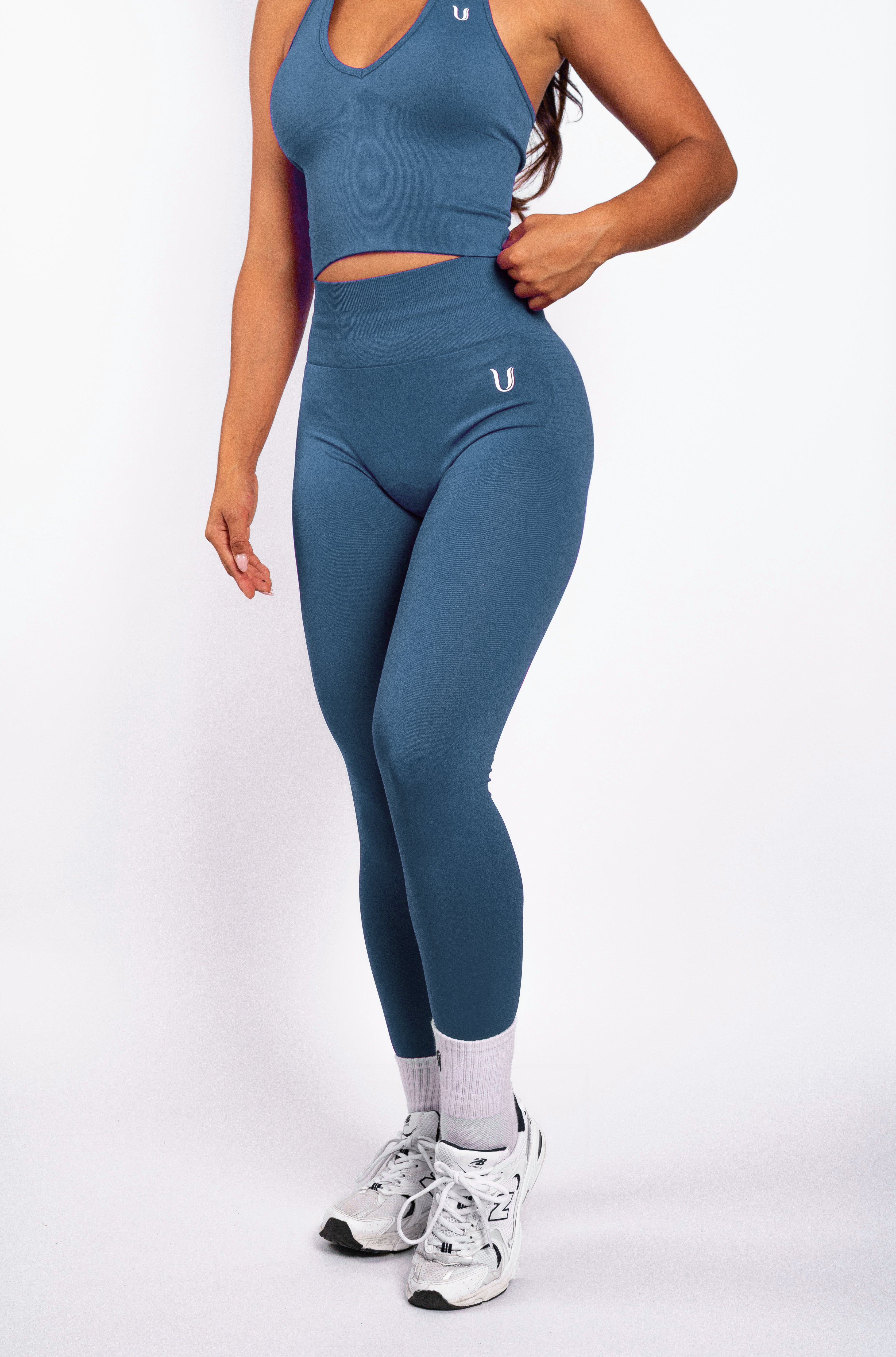 Bibi | Gerippte Nahtlose Leggings – Blau