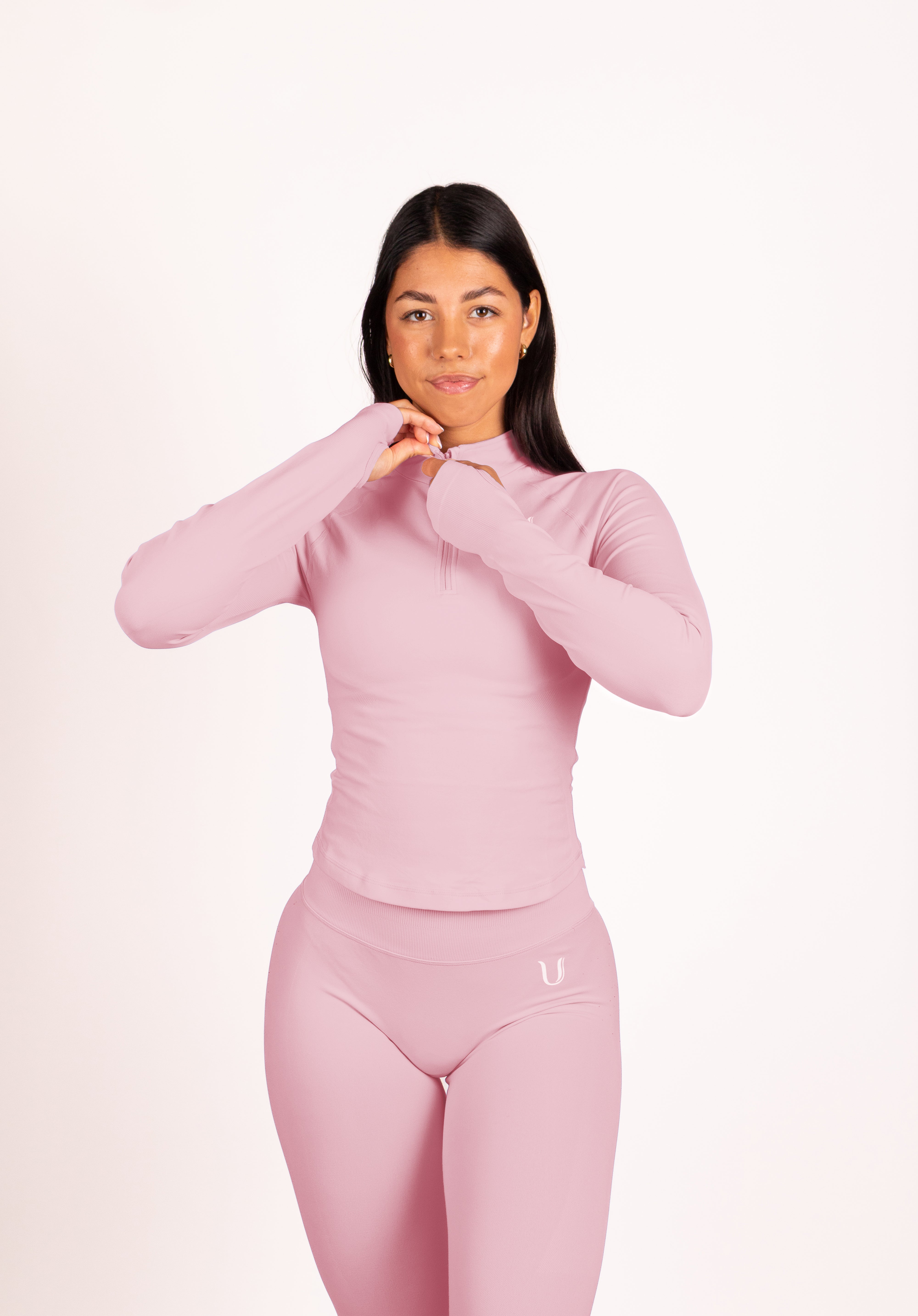 Beau Half Zip Lange Mouwen Top Roze - Dames sportkleding afbeelding 14