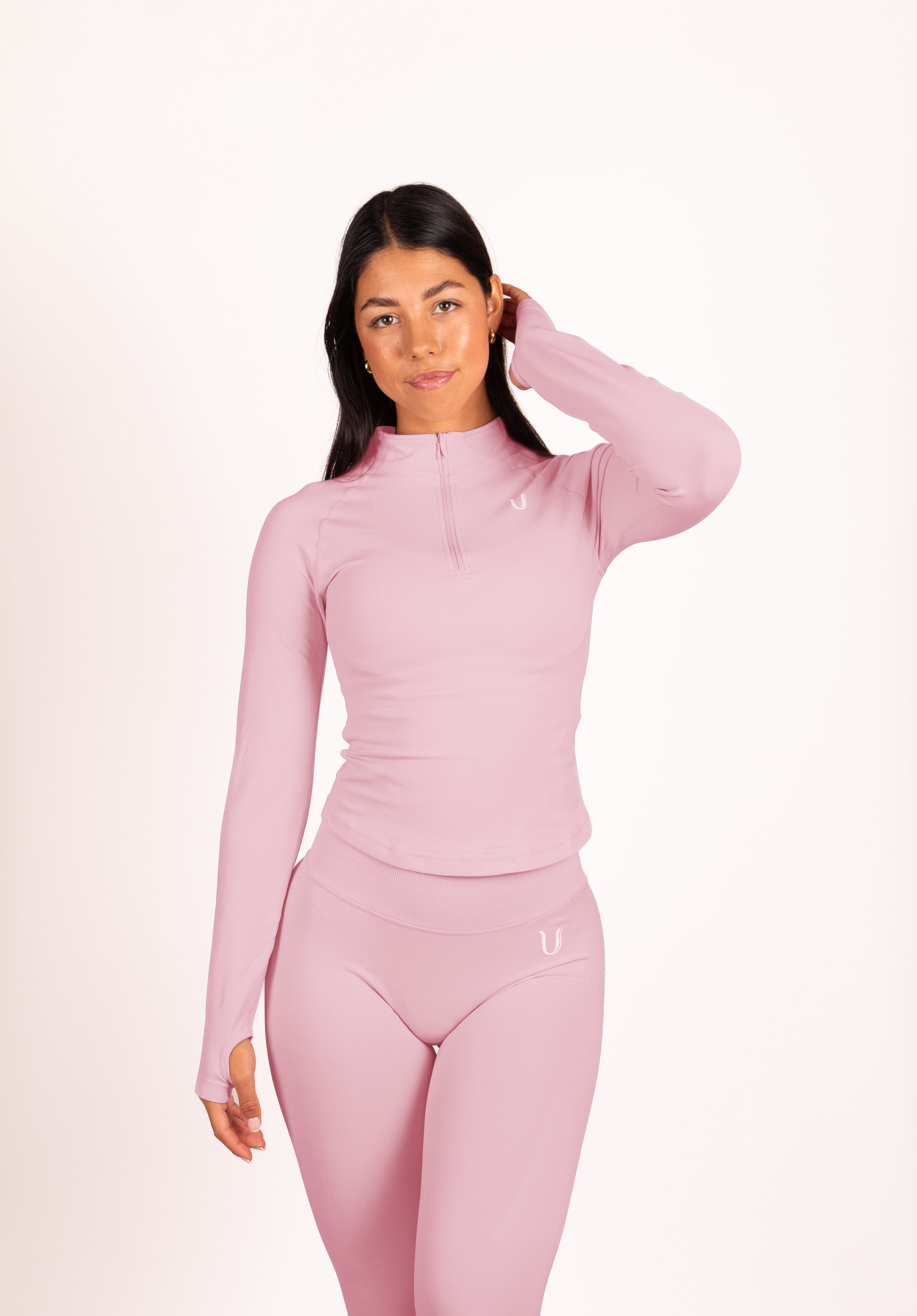 Beau Half Zip Lange Mouwen Top Roze - Dames sportkleding afbeelding 12