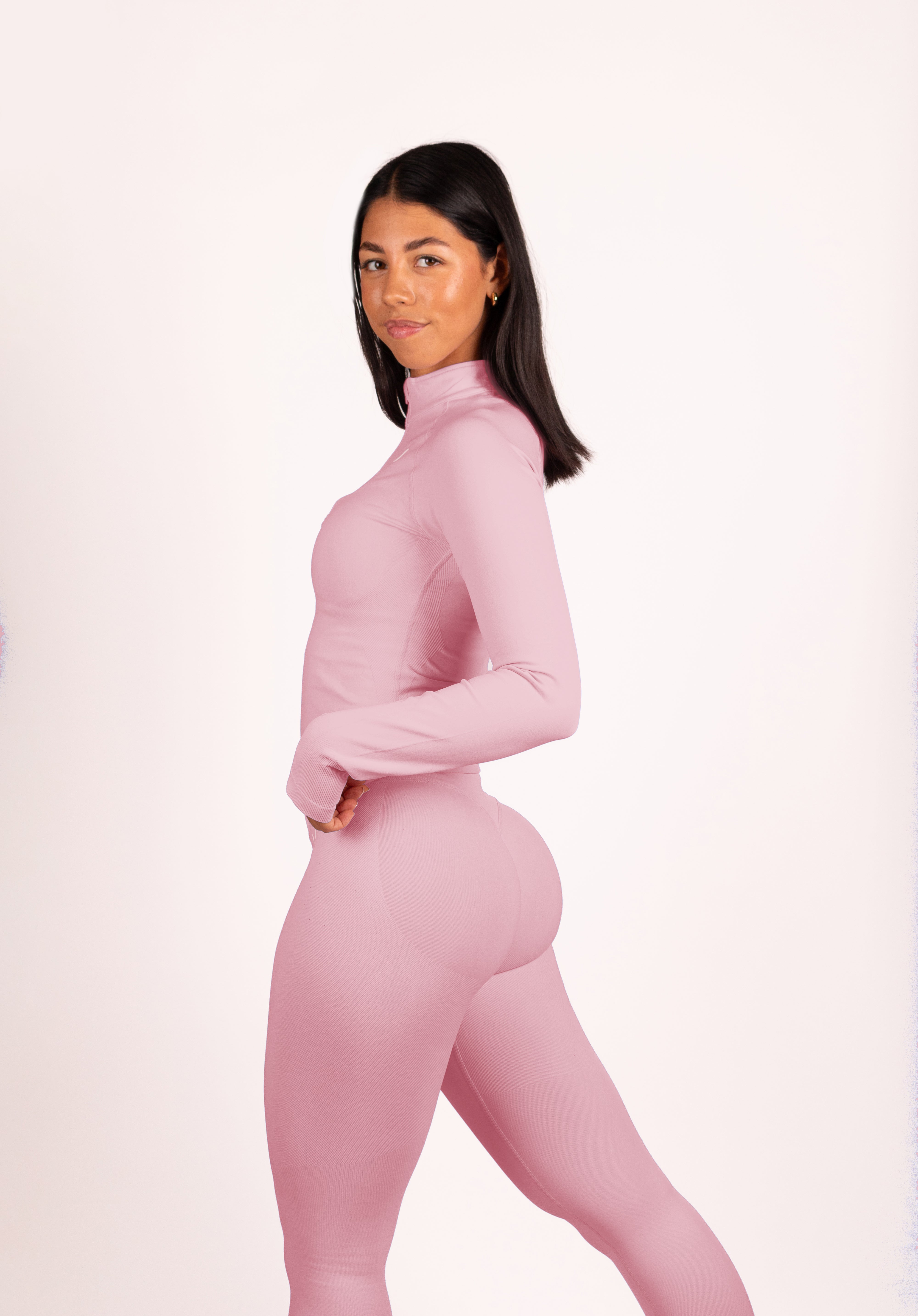 Beau Half Zip Lange Mouwen Top Roze - Dames sportkleding afbeelding 8