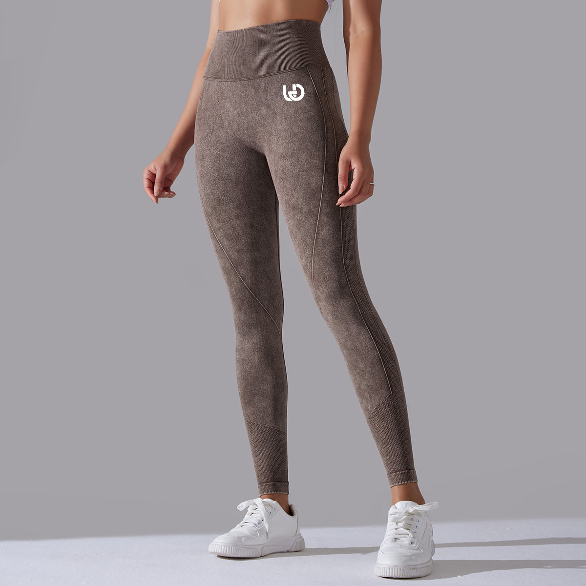 Jane | Legging Repli Motifs - Marron