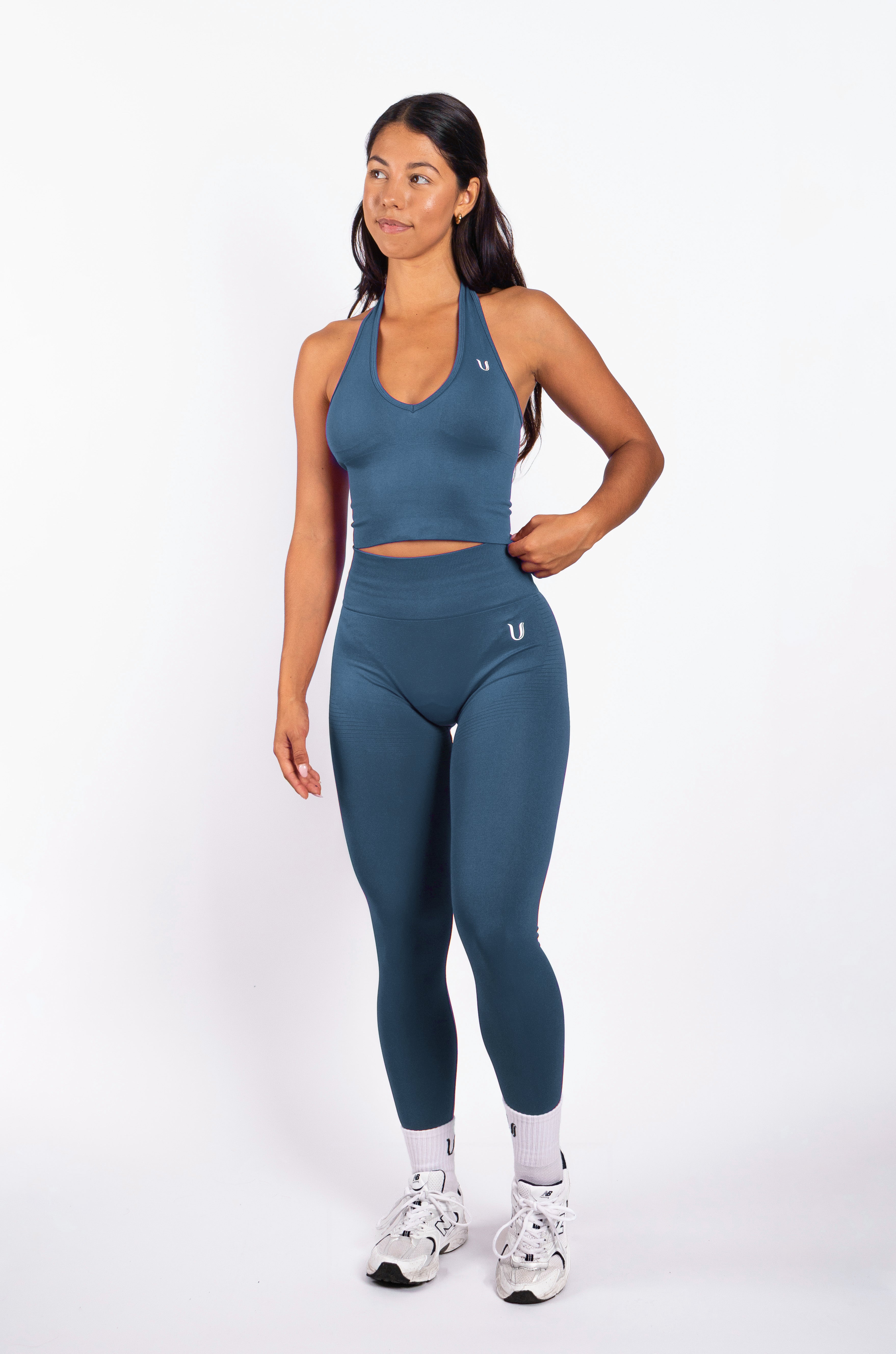 Bibi | Gerippte Nahtlose Halter Top – Blau
