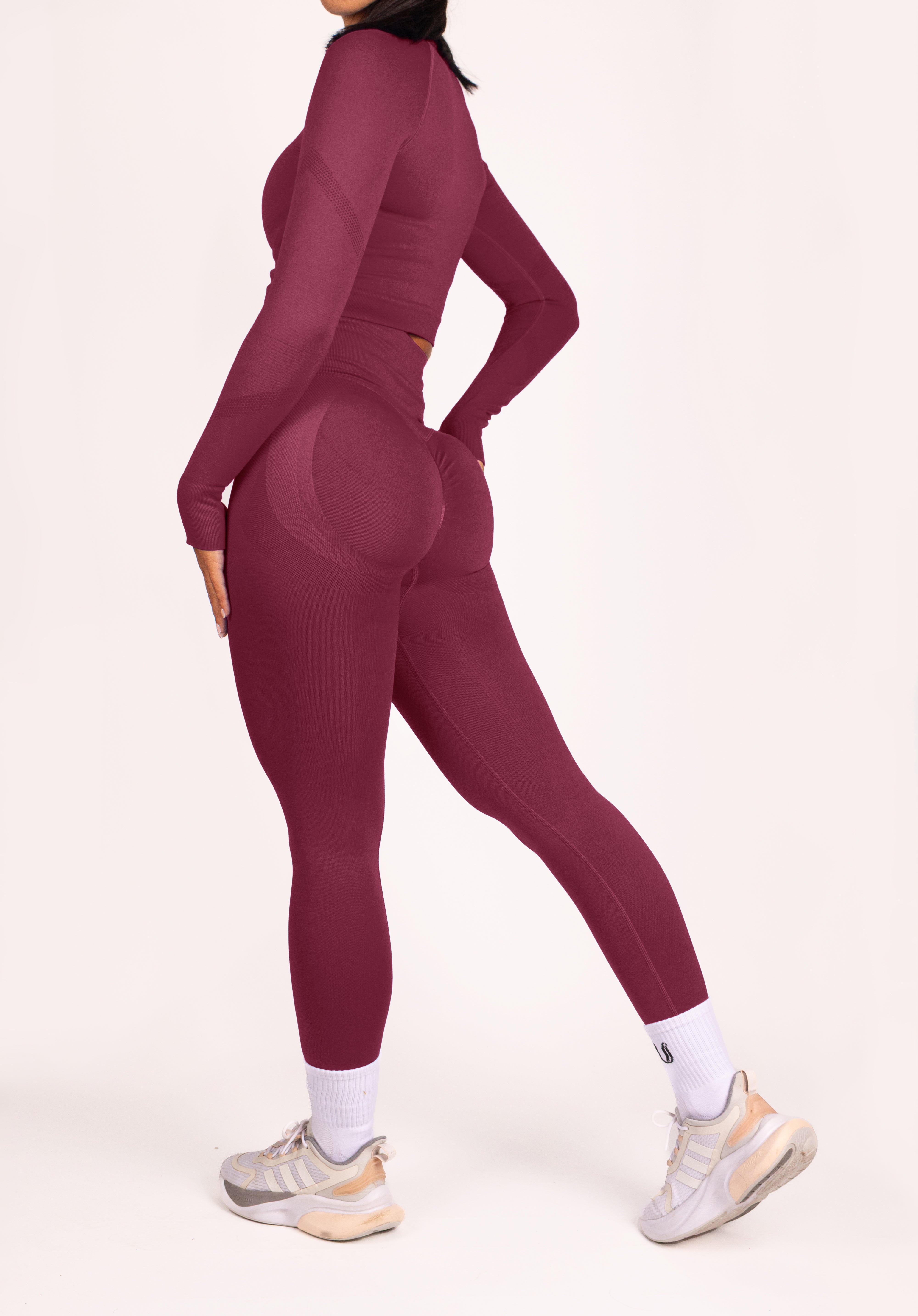 Leonie Lange Mouwen Top Shirt Wijnrood - Dames sportkleding afbeelding 5