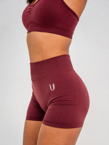 Luna | Premium Seamless Scrunch Short - Wijnrood
