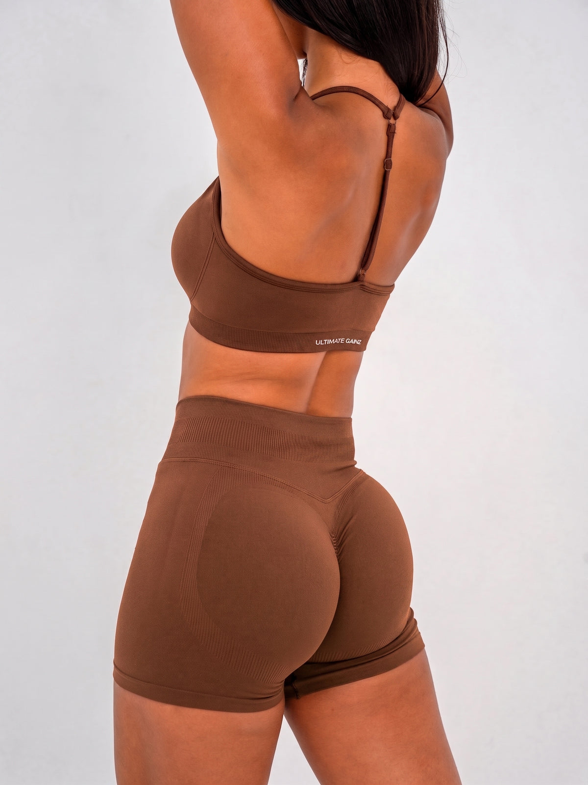 Luna | Premium Seamless Scrunch Short - Marron