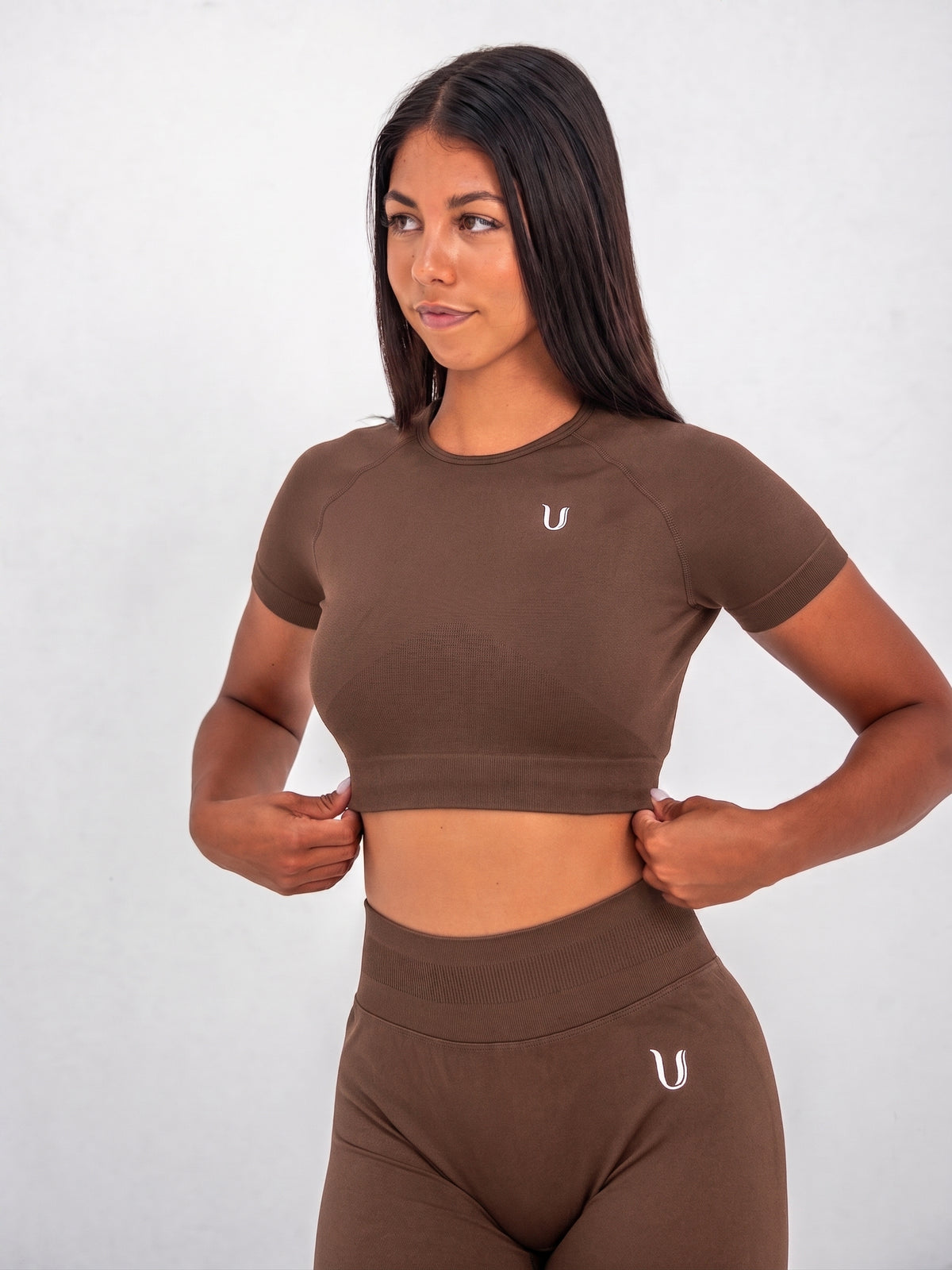 Luna | Premium Seamless Crop Top - Braun