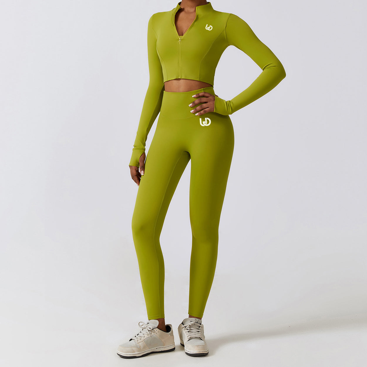 Hailey-Set | Langer Arm Top Leggings - Matcha