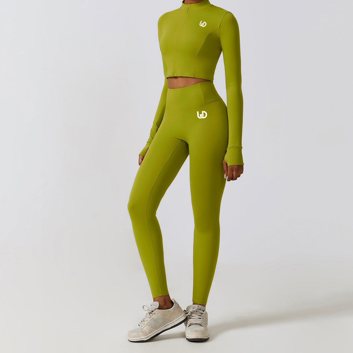 Hailey-Set | Langer Arm Top Leggings - Matcha