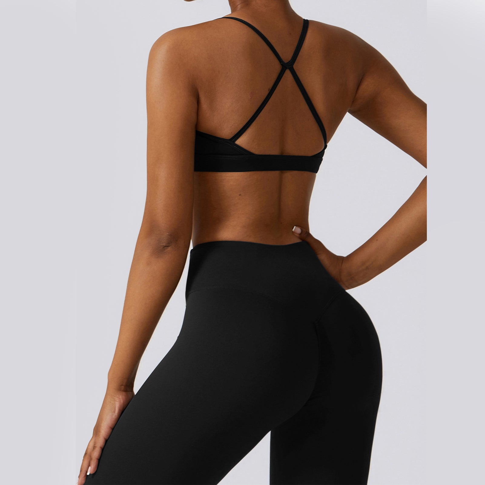 Hailey-Set | Nahtlos Top Leggings - Schwarz