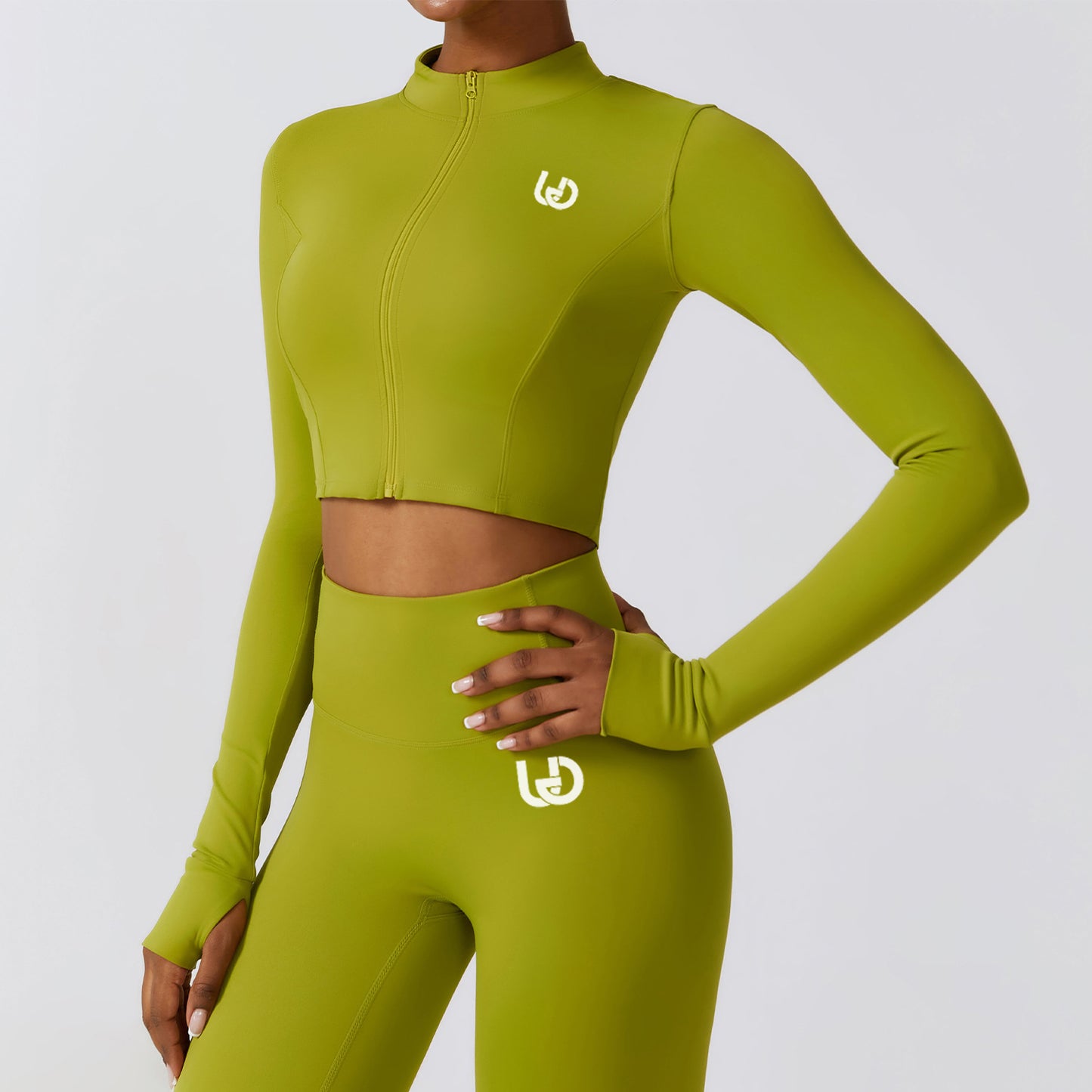 Hailey-Set | Langer Arm Top Leggings - Matcha