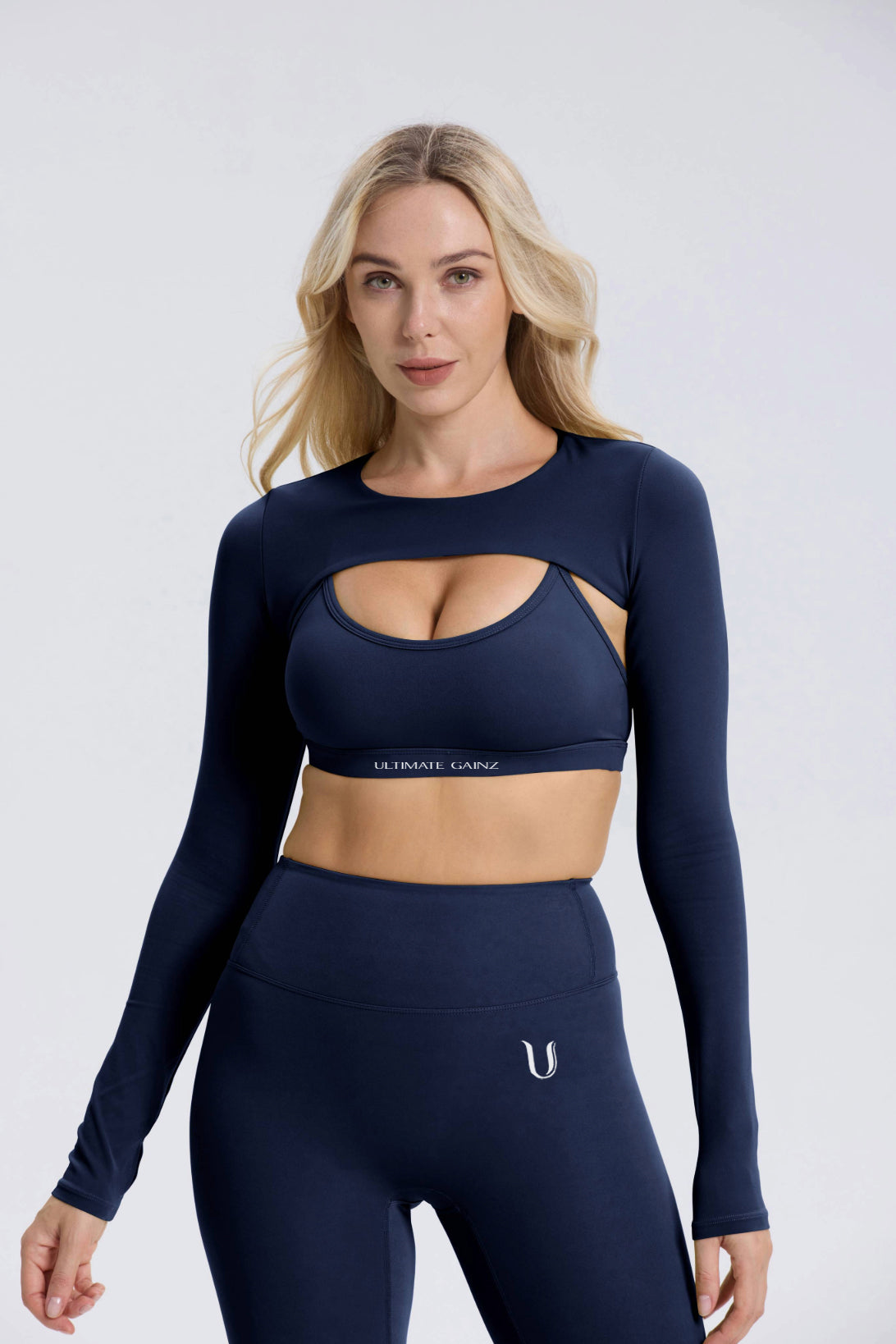 Hailey | Crop Top à Manches Longues - BleuMarine