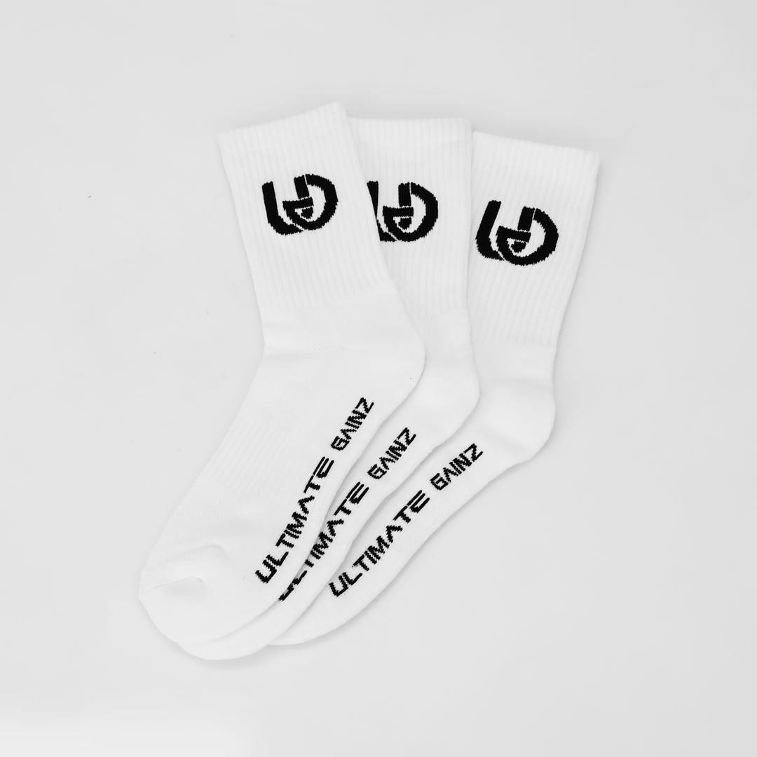 Ultimate Gainz - Performance Socken Unisex - Weiß 1 Paar